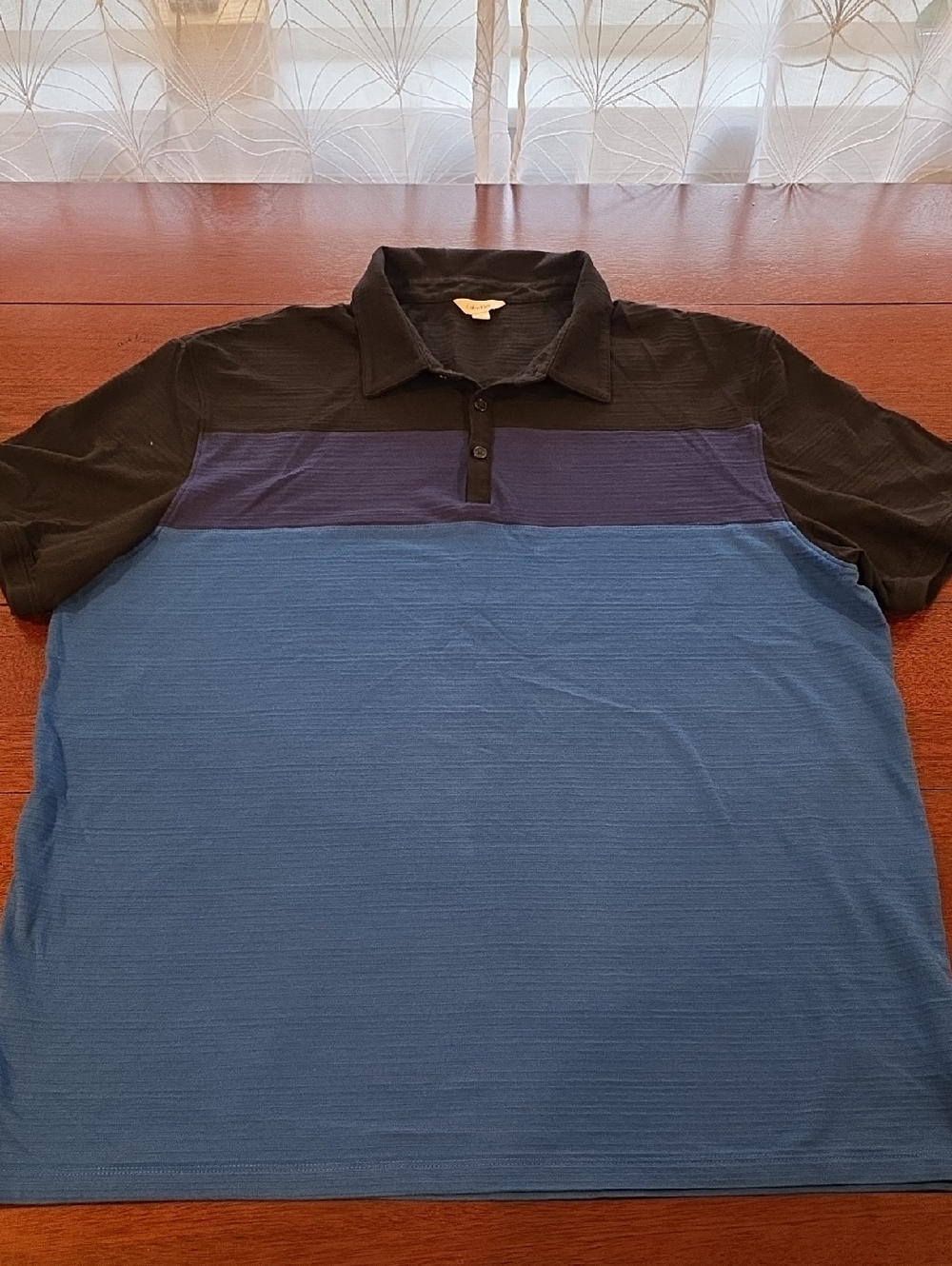 Calvin Klein Men's Colorblock Polo Shirt - Black & Blue Size XXL